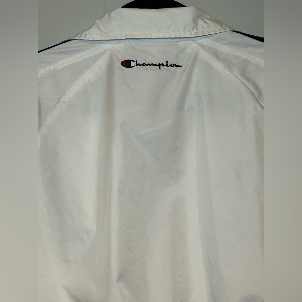 Champion White Windbreaker Jacket Small Women’s Logo Tape Cropped - Picture 9 of 13